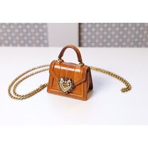Dolce & Gabbana Runway Brown "Devotion" DG MICRO Crossbody Purse Bag RRP $1,895